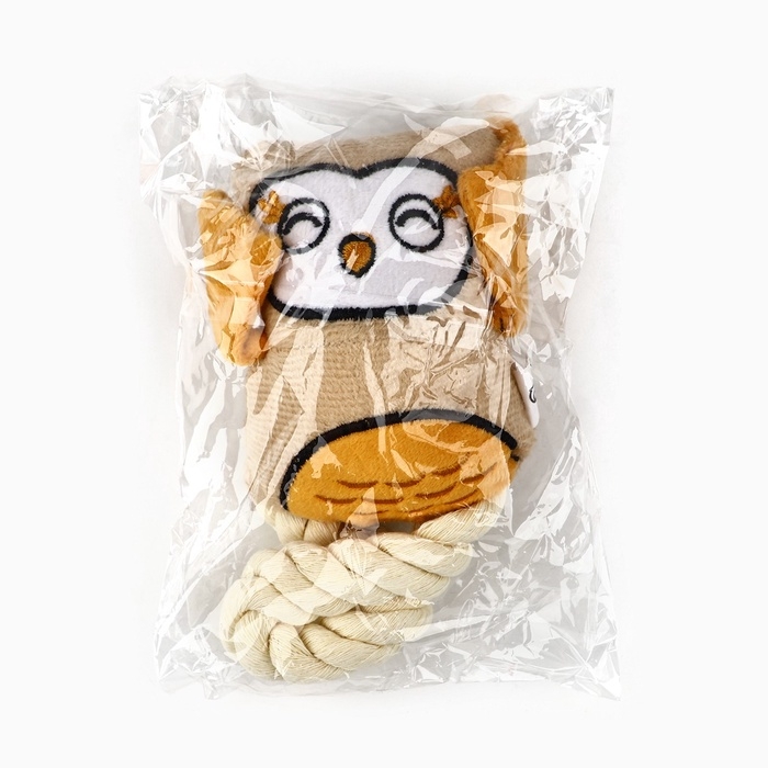 Игрушка для собак с канатом «Сова», 20 х 15 см, бежевый Игрушка для собак с канатом «Сова», 20 х 15 см, бежевый