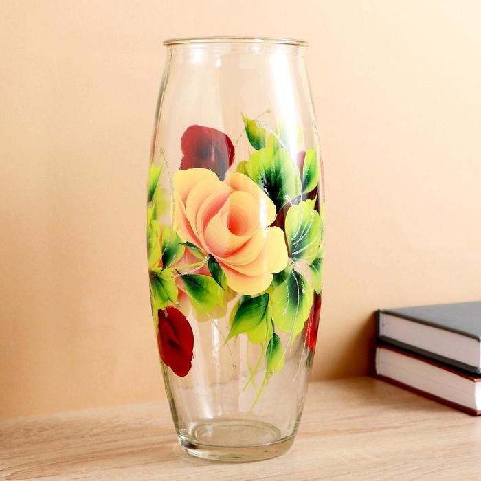 Ваза  Ваза "Розы" роспись на проз.стекле, d-7см 10х23 см