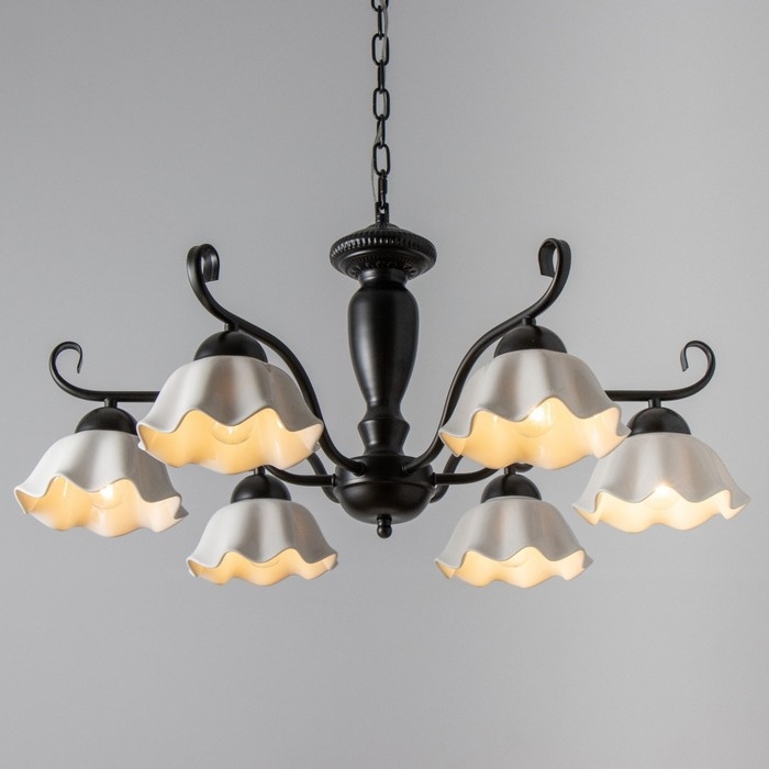 Люстра Люстра "Лукреция" 6хЕ27 40Вт чёрно-белый 77х77х37-72 см BayerLux