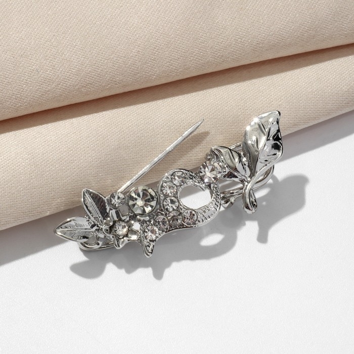 Булавка «Лоза», 3 см, цвет белый в серебре Булавка «Лоза», 3 см, цвет белый в серебре