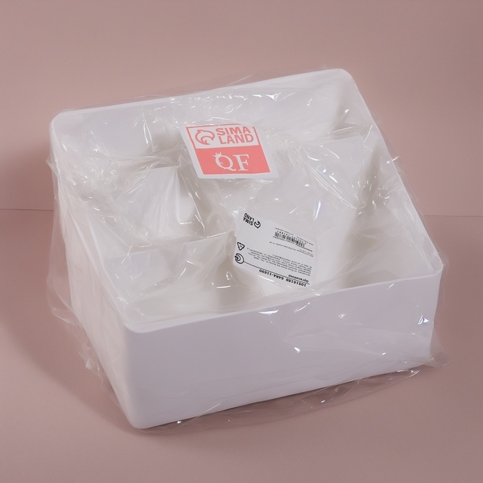 Органайзер для хранения &laquo;WHITE&raquo;, 4 секции, 19,5 &times; 14 &times; 13 см, цвет белый