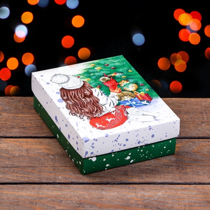Новый год. Коробка подарочная новогодняя складная, Новый год. Коробка подарочная новогодняя складная, "Счастья", 16,5 х 12,5 х 5,2 см