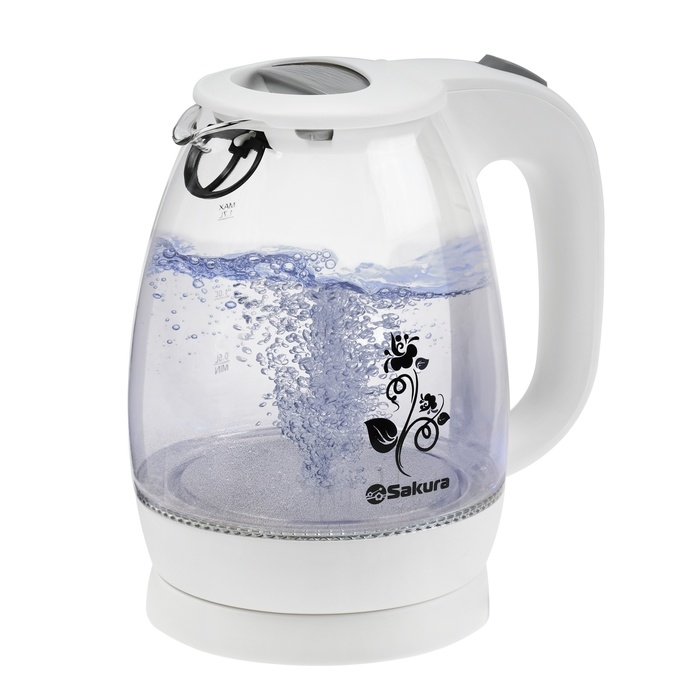 Чайник электрический Sakura SA-2715W, стекло, 1.7 л, 2200 Вт, белый Чайник электрический Sakura SA-2715W, стекло, 1.7 л, 2200 Вт, белый