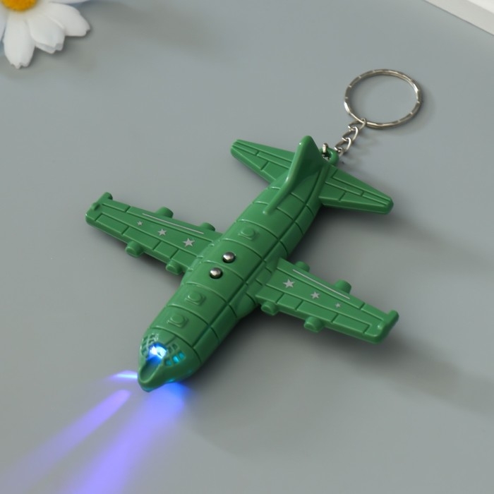 Фонарик свет на кольце Фонарик свет на кольце "Военный самолет" мигает, 3 режима, ультрафиолет, лазер 10х11 см