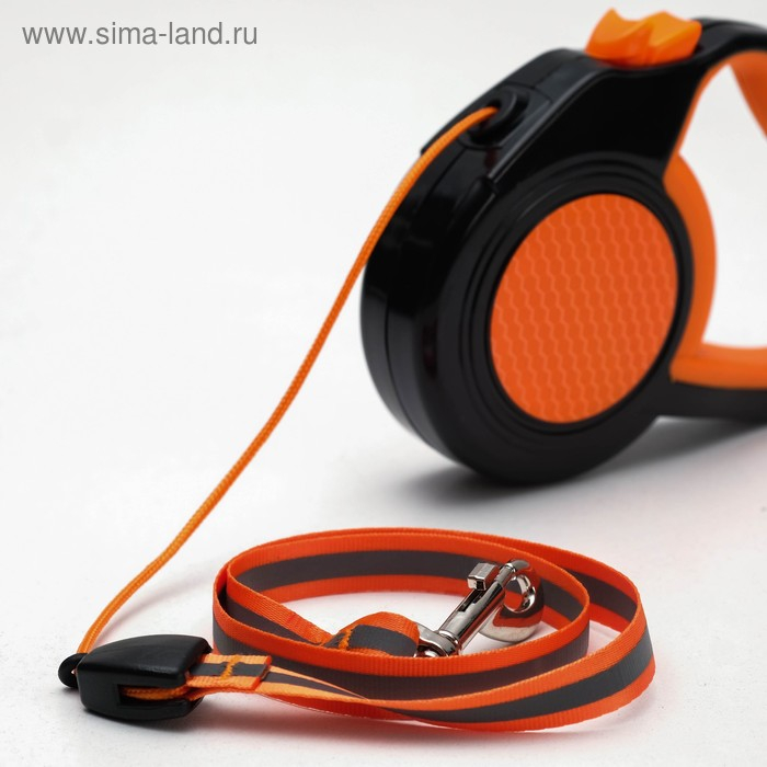 Рулетка "Пижон" светоотражающая, 3 м, до 15 кг, трос, прорезиненная ручка, оранжевая