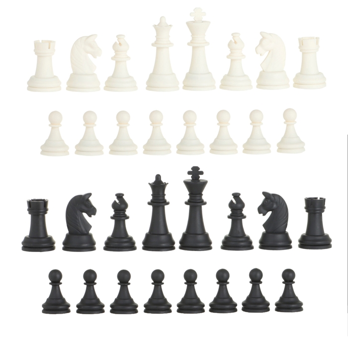 Шахматные фигуры, король h-6.2 см, пешка h-3.2 см, черно-белые Шахматные фигуры, король h-6.2 см, пешка h-3.2 см, черно-белые