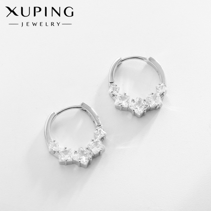 Серьги со стразами XUPING корона сияние. цвет белый в серебре Серьги со стразами XUPING корона сияние. цвет белый в серебре