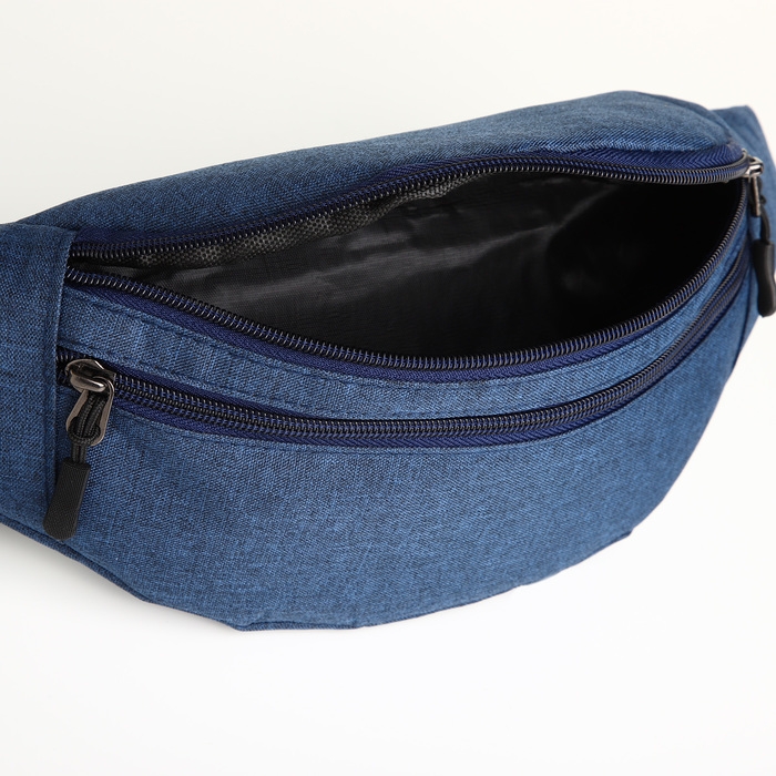Поясная сумка на молнии, 3 наружных кармана, цвет синий Поясная сумка на молнии, 3 наружных кармана, цвет синий