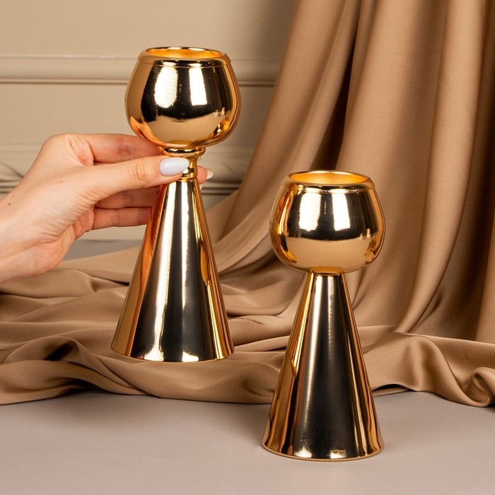 Подсвечник металл на 1 свечу «Гиацинт» цвет золото 8 х 8 х 21 см Подсвечник металл на 1 свечу «Гиацинт» цвет золото 8 х 8 х 21 см