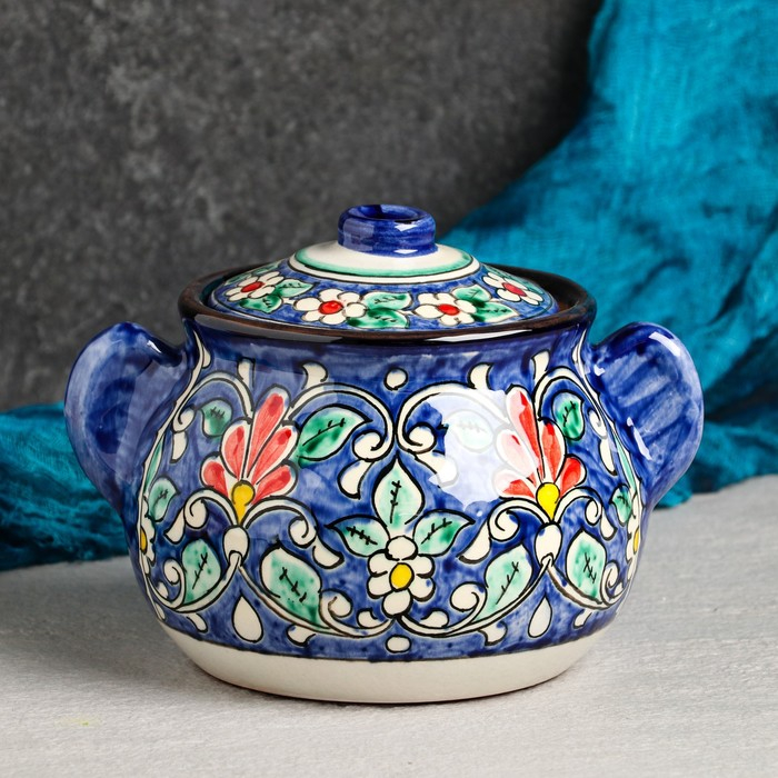 Набор чайный Риштан, 9 предм: чайник 1л., 6 пиал 9,5см, конфетница 23см, сахарница 250м Набор чайный Риштан, 9 предм: чайник 1л., 6 пиал 9,5см, конфетница 23см, сахарница 250м