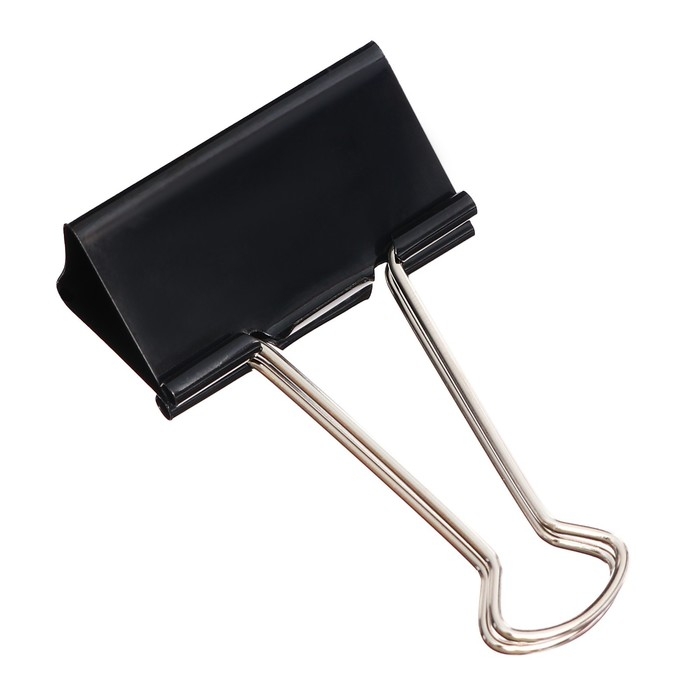 Набор зажимов для бумаг 51 мм, 12 штук, в упаковке, чёрные Набор зажимов для бумаг 51 мм, 12 штук, в упаковке, чёрные