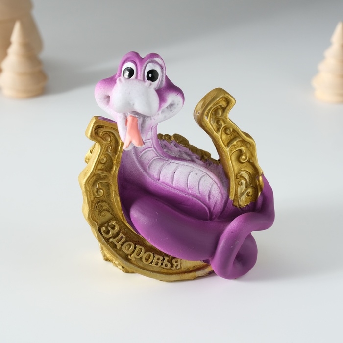 Копилка полистоун Копилка полистоун "Змейка на подкове" 8х7х11 см