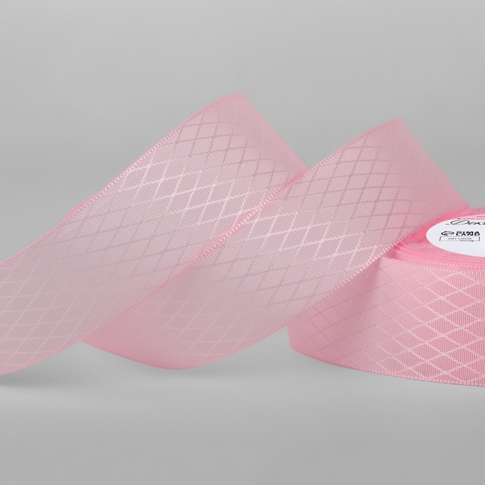 Лента декоративная «Ромбы», 25 мм × 9,1 ± 0,5 м, цвет розовый Лента декоративная «Ромбы», 25 мм × 9,1 ± 0,5 м, цвет розовый