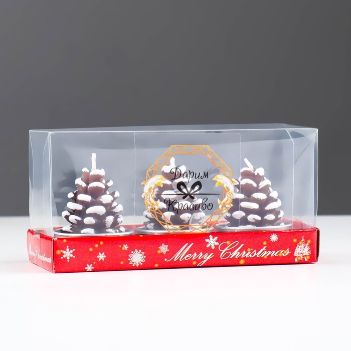 Набор свечи новогодние  Набор свечи новогодние "Шишка", 3 шт, 4×6 см,