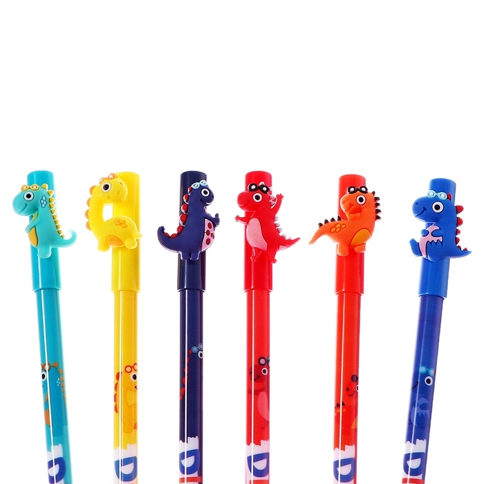 Ручка гелевая 0.5 мм, со стираемыми чернилами, синяя, штрихкод на штуке, МИКС Дино Ручка гелевая 0.5 мм, со стираемыми чернилами, синяя, штрихкод на штуке, МИКС Дино