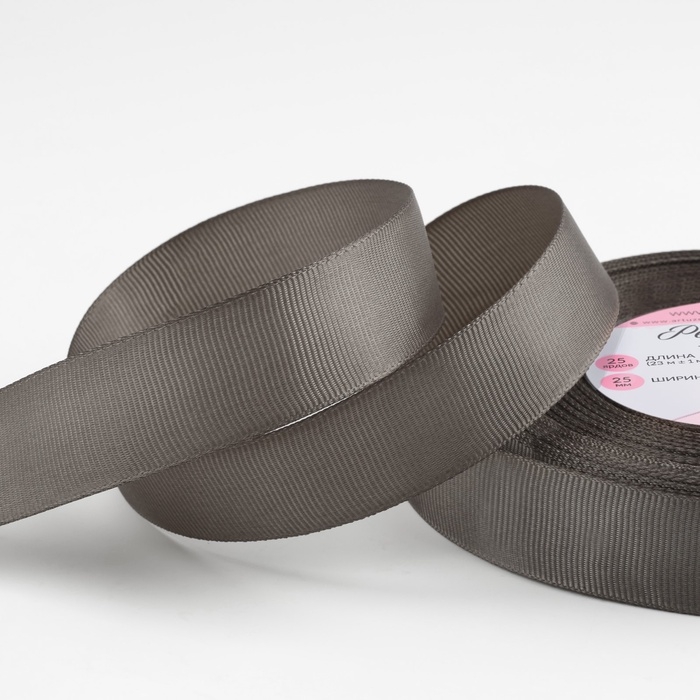 Лента репсовая, 25 мм, 23 ± 1 м, цвет серый №107 Лента репсовая, 25 мм, 23 ± 1 м, цвет серый №107