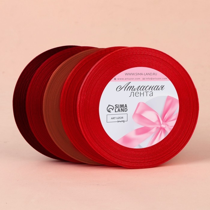 Набор атласных лент, 5 шт, размер 1 ленты: 6 мм × 23 ± 1 м, цвет красный спектр Набор атласных лент, 5 шт, размер 1 ленты: 6 мм × 23 ± 1 м, цвет красный спектр