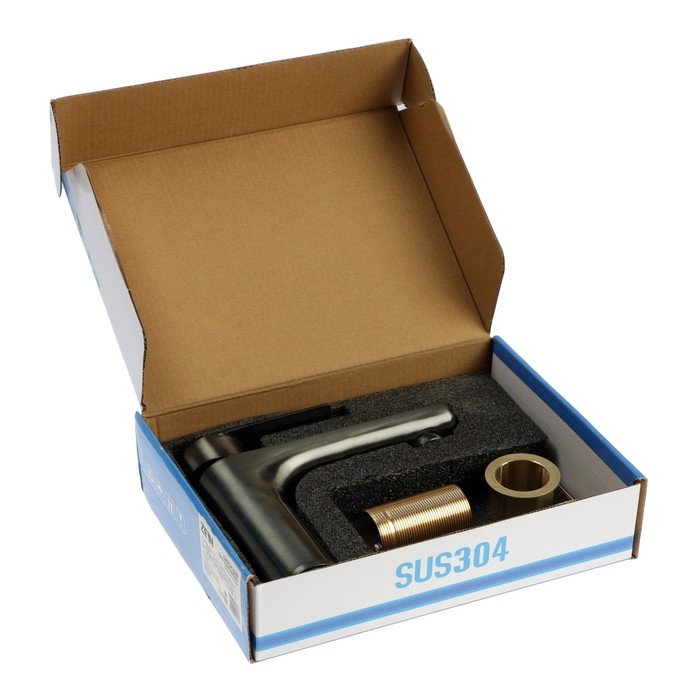 Смеситель для раковины ZEIN Z3769, однорычажный, высота излива 10.5 см, графит Смеситель для раковины ZEIN Z3769, однорычажный, высота излива 10.5 см, графит