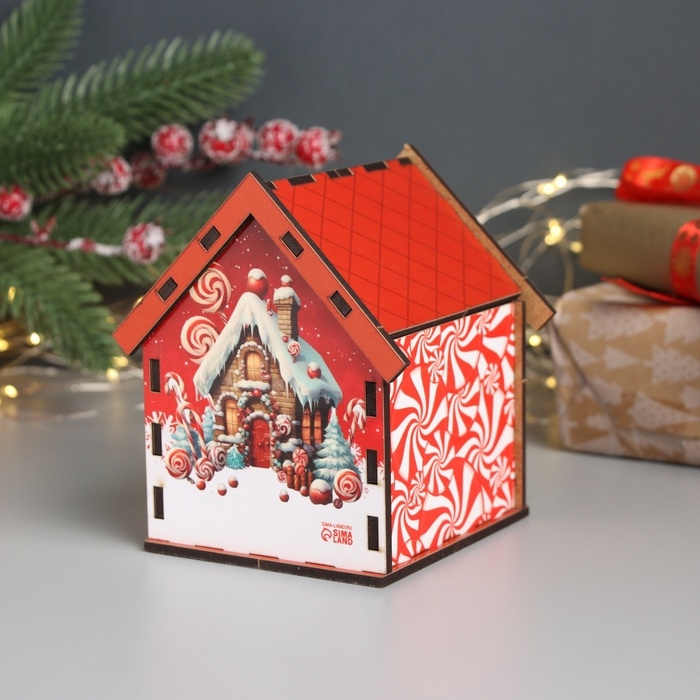 Новогодний чайный домик Новогодний чайный домик "Счастливого НГ" 10,5х9,5х12 см
