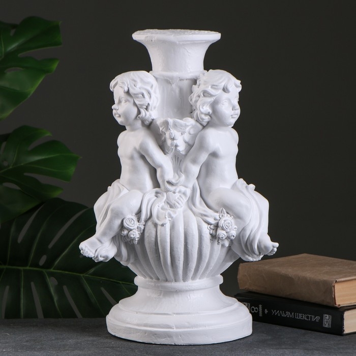 Фигура - подставка  Фигура - подставка "Три ангела на шаре" белая, 26х26х44см