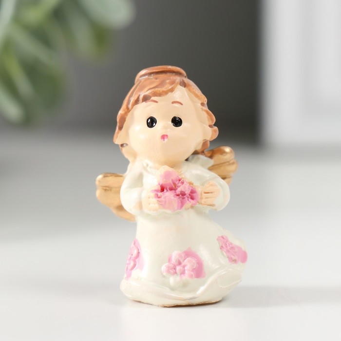 Сувенир полистоун "Ангел с цветочком" МИКС 2х2,5х4 см