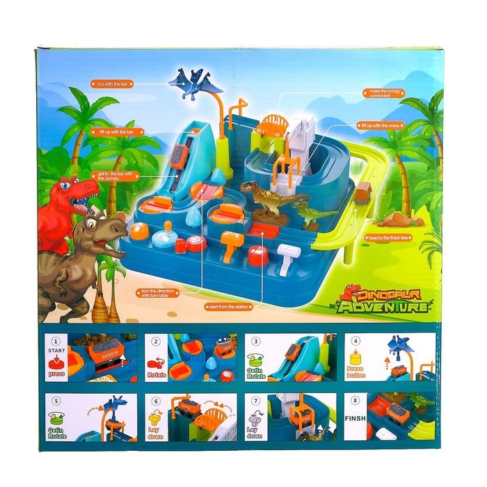 Настольная игра-лабиринт «Приключения динозавров», 2 машинки Настольная игра-лабиринт «Приключения динозавров», 2 машинки