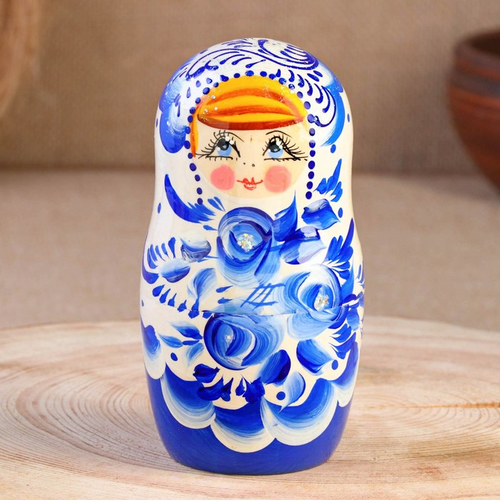 Матрёшка «Гжель», синее платье, 5 кукольная, 18 см Матрёшка «Гжель», синее платье, 5 кукольная, 18 см
