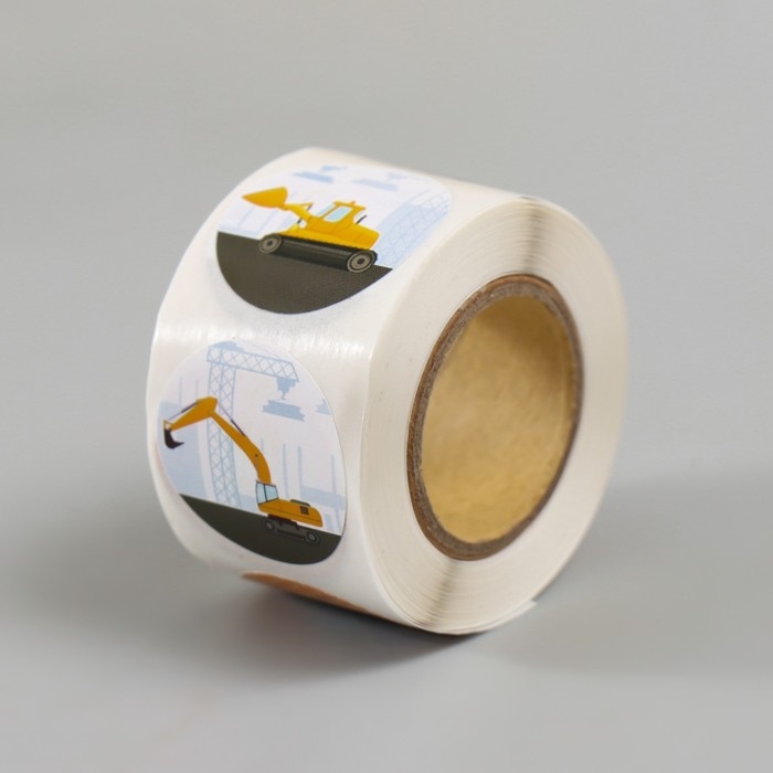 Наклейка бумага Наклейка бумага "Строительная техника" d=2,5 см 252 шт в рулоне