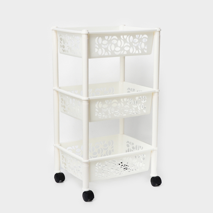 Этажерка напольная 3-х секционная Prima, на колёсиках, цвет МИКС Этажерка напольная 3-х секционная Prima, на колёсиках, цвет МИКС