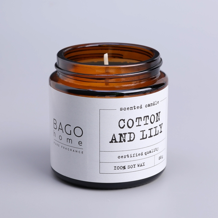 Свеча ароматическая в банке  Свеча ароматическая в банке "Хлопок и лилия", совый воск, 88 г