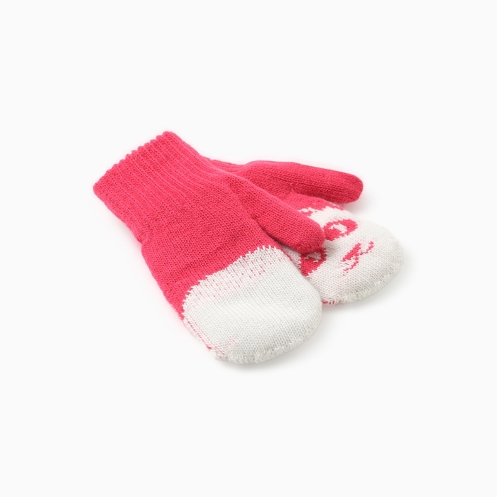 Варежки двойные детские  Варежки двойные детские "Мишка", цвет малиновый, р-р 14