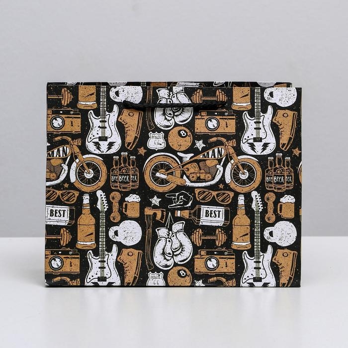 Пакет подарочный ламинированный горизонтальный, упаковка, &laquo;For the best man&raquo;, MS 23 х 18 х 10 см