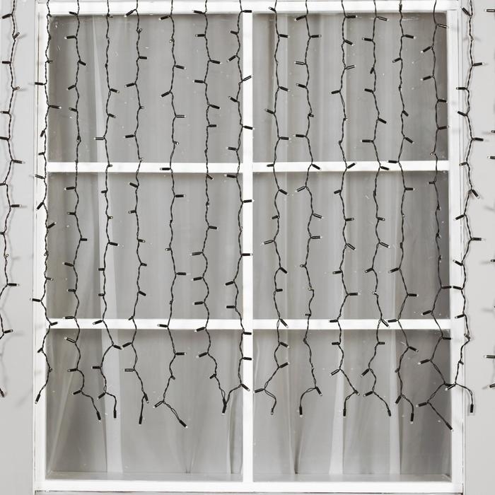 Гирлянда «Занавес» 2 × 1.5 м, IP65, УМС, тёмная нить, 360 LED, свечение тёплое белое, 220 В