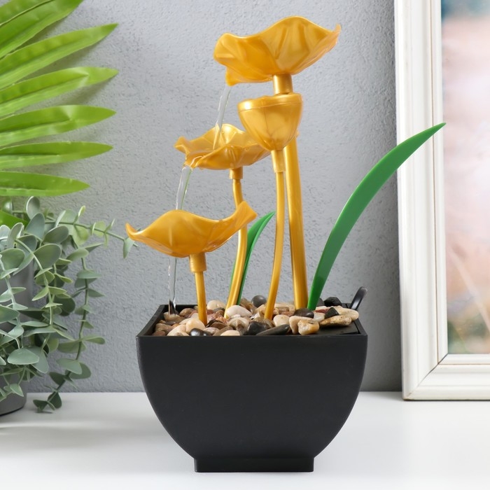 Фонтан настольный от сети Фонтан настольный от сети "Золотые лотосы в пруду" 13х15х24,5 см