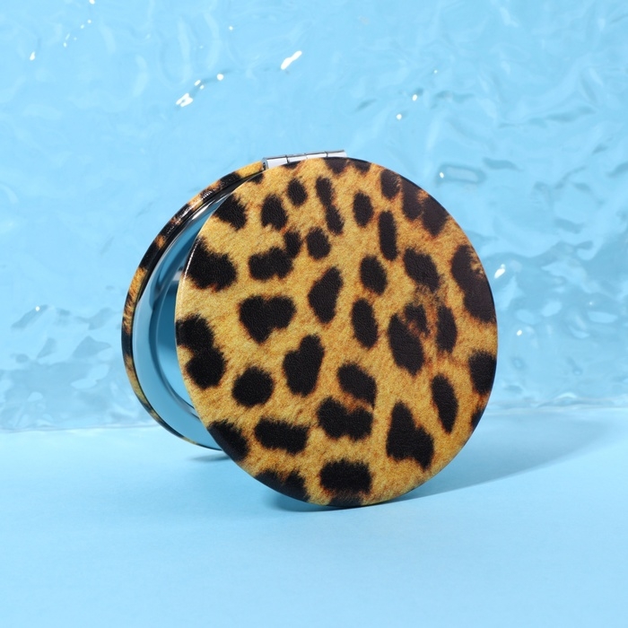 Зеркало складное «ANIMAL», d = 7 см, с увеличением, искусственная кожа, цвет «леопард» Зеркало складное «ANIMAL», d = 7 см, с увеличением, искусственная кожа, цвет «леопард»