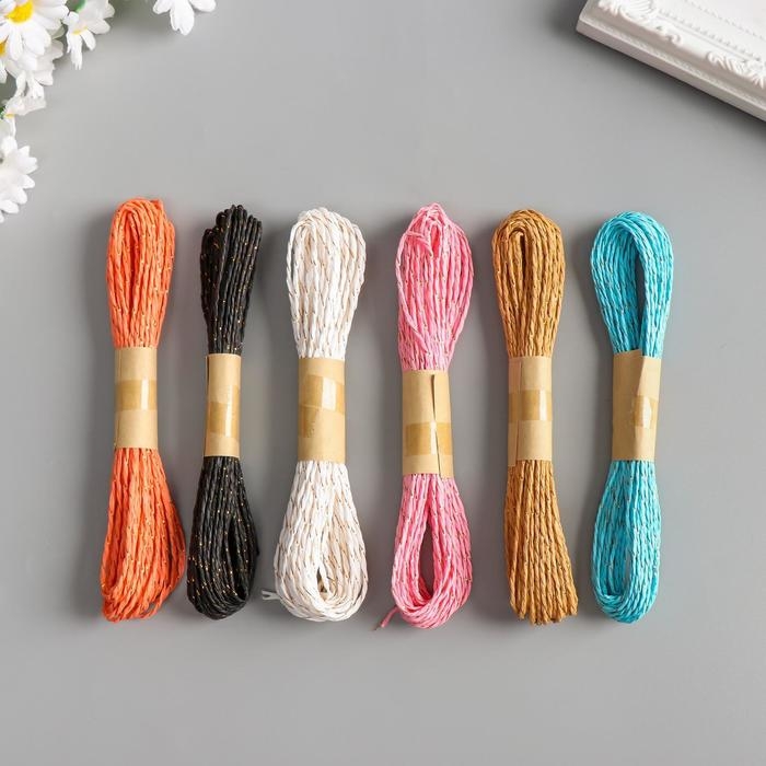 Тесьма декоративная бумага Тесьма декоративная бумага "Люрекс" намотка 10 метров набор 12 шт МИКС 21х14х2 см