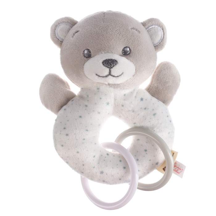 Погремушка мягкая на кольце «Серый мишка», Крошка Я Погремушка мягкая на кольце «Серый мишка», Крошка Я