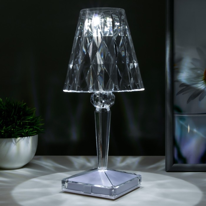 Настольная лампа 16862/1PR LED 0.8Вт 4000К USB АКБ прозрачный 12х12х26 см RISALUX Настольная лампа 16862/1PR LED 0.8Вт 4000К USB АКБ прозрачный 12х12х26 см RISALUX