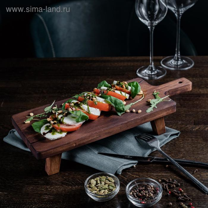 Доска разделочная, для подачи на ножках из натурального кедра Mаgistrо, 38×10,5×6,5 см, с ручкой, цвет шоколадный Доска разделочная, для подачи на ножках из натурального кедра Mаgistrо, 38×10,5×6,5 см, с ручкой, цвет шоколадный