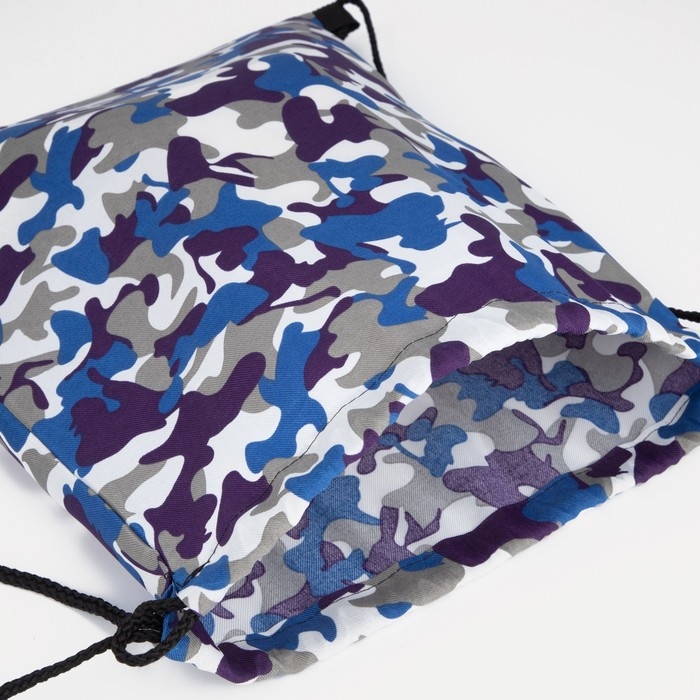 Мешок для обуви на шнурке, цвет синий/камуфляж Мешок для обуви на шнурке, цвет синий/камуфляж