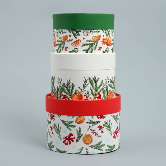 Набор шляпных коробок 3 в 1 «Акварельный», 16 х 10, 14 х 9, 13 х 8.5 см, Новый год Набор шляпных коробок 3 в 1 «Акварельный», 16 х 10, 14 х 9, 13 х 8.5 см, Новый год