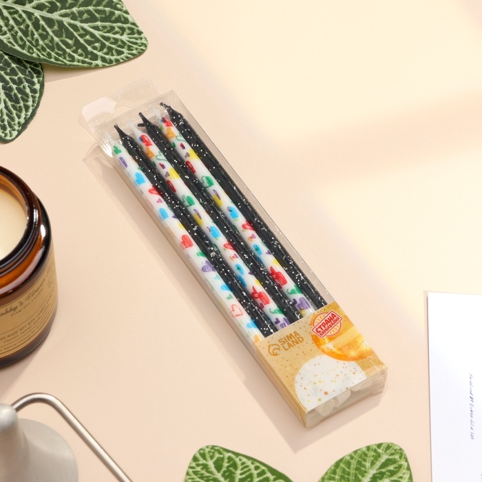 Свечи для торта Свечи для торта "Сердца", 12 шт, черные и белые