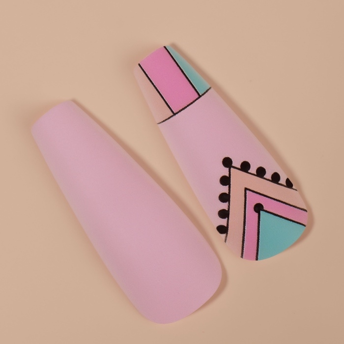 Накладные ногти «Узор», 12 шт, с клеевыми пластинами, форма балерина, разноцветные Накладные ногти «Узор», 12 шт, с клеевыми пластинами, форма балерина, разноцветные