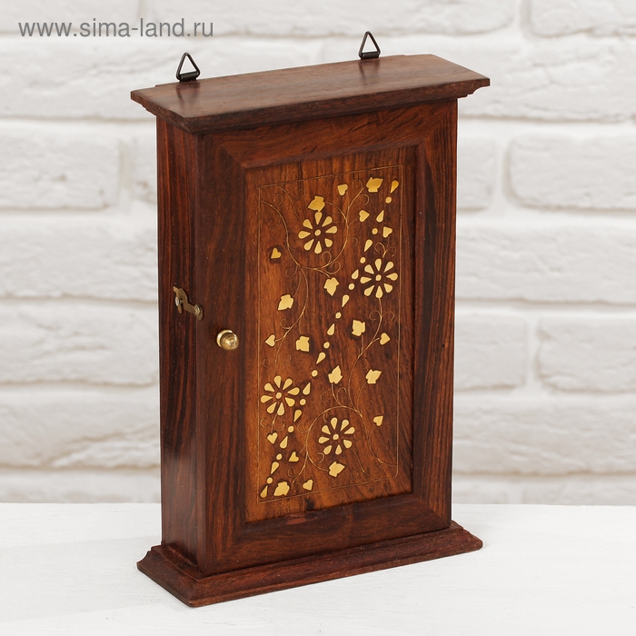 Ключница дерево Ключница дерево "Цветы с сердечками" 6х16х24 см