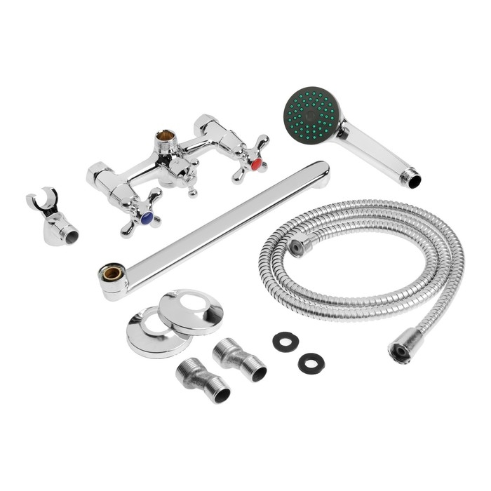 Смеситель для ванны ZEIN ZC2051, излив 30 см, кран-букса латунь 1/2 Смеситель для ванны ZEIN ZC2051, излив 30 см, кран-букса латунь 1/2", душевой набор, хром