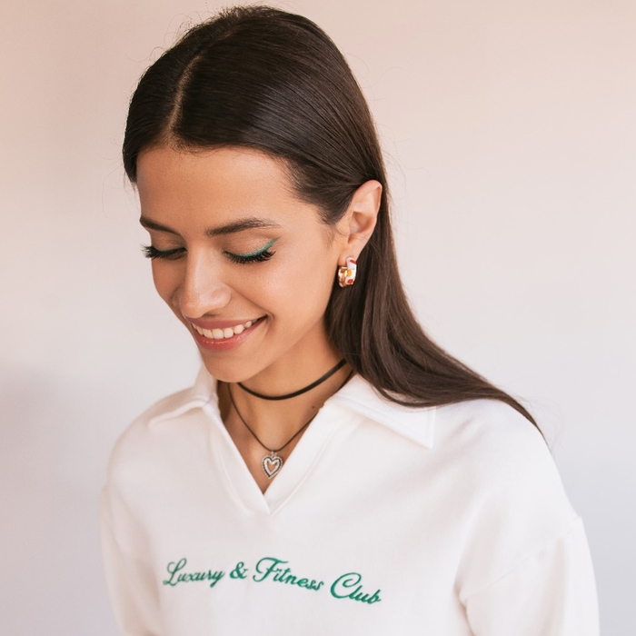 Чокер «Двойной» с нитью, сердечко, цвет бело-чёрный в серебре, L=32 см Чокер «Двойной» с нитью, сердечко, цвет бело-чёрный в серебре, L=32 см