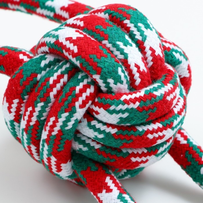 Игрушка канатная Игрушка канатная "Мяч с ручками" для крупных собак, до 155 г, до 26 см, красно-бело-зелёная