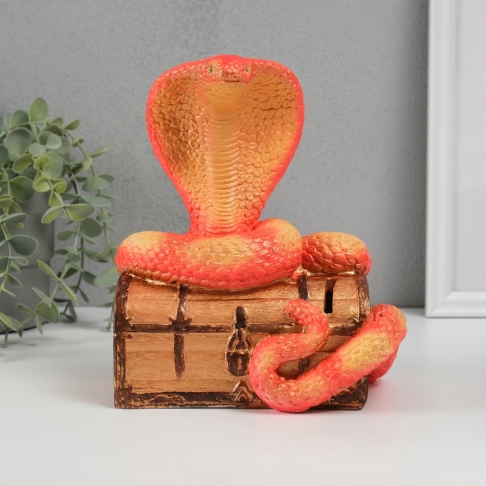 Новогодняя копилка  Новогодняя копилка "Кобра на сундуке "  20 х 17 х 12 см, оранжевый