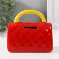 Копилка для денег &laquo;Стёганная красная сумочка с цветком&raquo;, керамика, 12&times;6&times;10.8 см