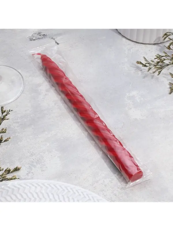 Свеча витая, 2.3&times;24.5 см, 5 ч, 50 г, красная